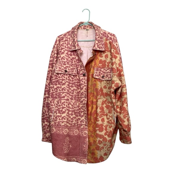Women’s Free People Printed Ruby Jacket in pink combo, size 
Large - Picture 1 of 3